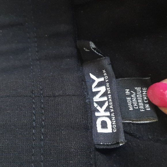 DKNY ponte trim leather tuxedo legging pant Sz S - Picture 2 of 3